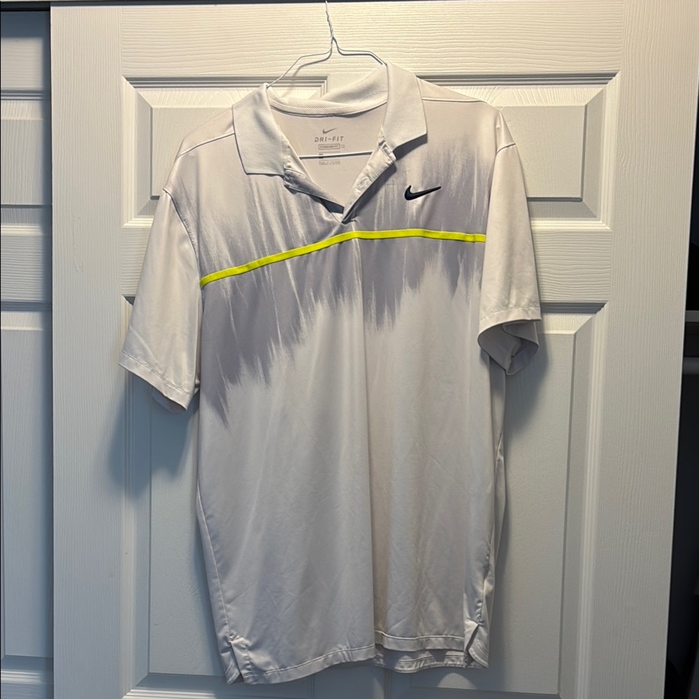 Nike Men's White and Gray Polo Shirt